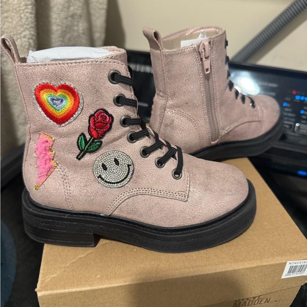 Kids Steve Madden Pink Lace-Up Boots - 11C
